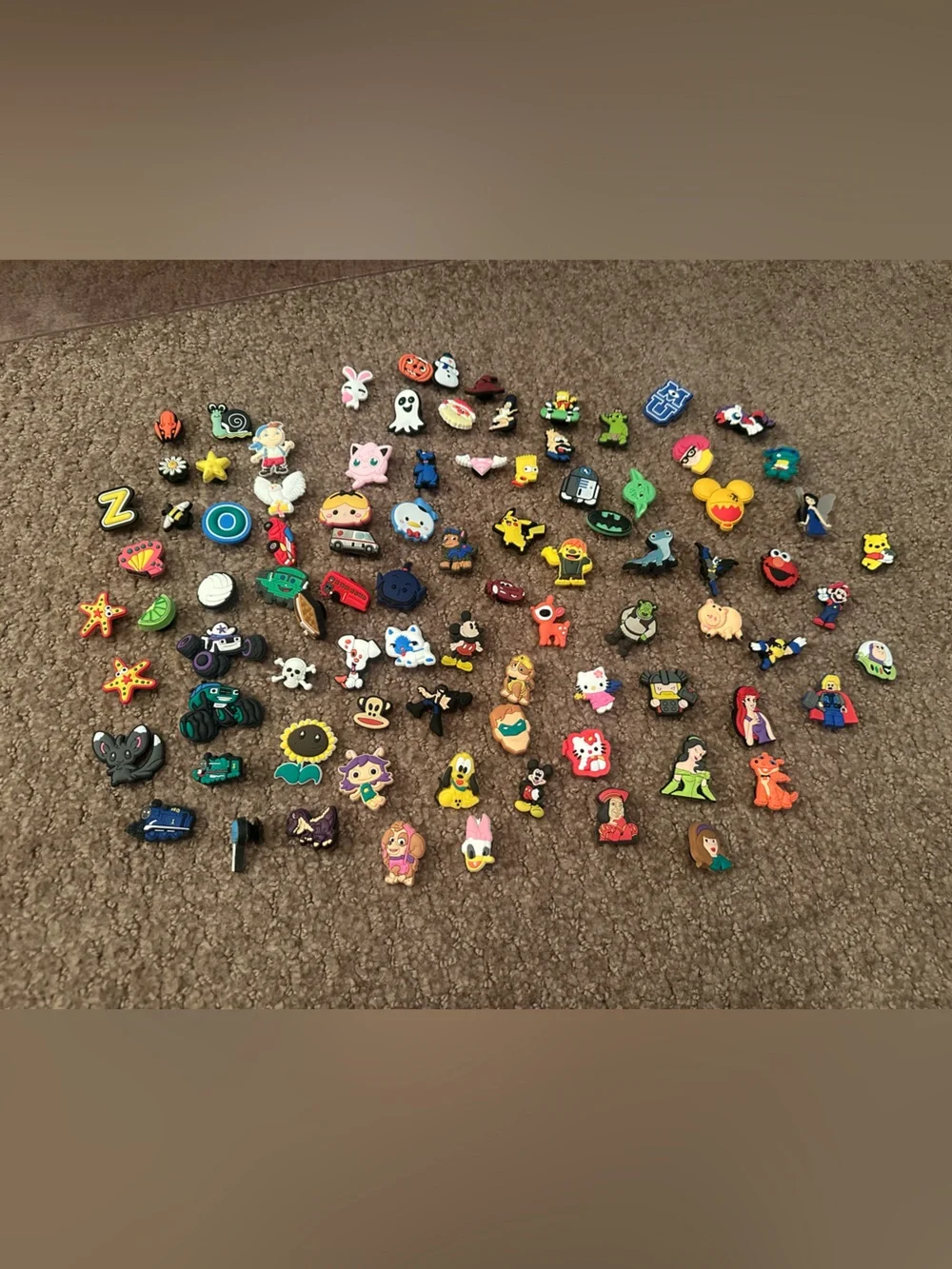 > 85 Assorted Kids Shoe Charms - Colorful Mixed Characters